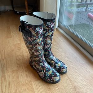 Cute Paisley Floral Rain Boots